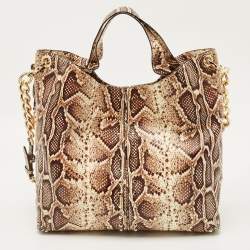 Pre Owned MICHAEL Michael Kors Brown Python Embossed Leather Uptown Astor Legacy Bag