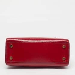 Pre Owned MICHAEL Michael Kors Sutton Medium Dark Red Patent Leather Satchel