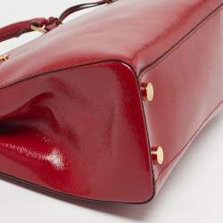 Pre Owned MICHAEL Michael Kors Sutton Medium Dark Red Patent Leather Satchel