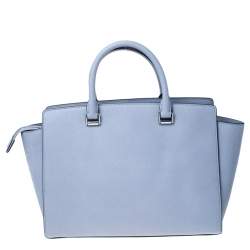 Pre Owned MICHAEL Michael Kors Lilac Saffiano Leather Large Selma Satchel