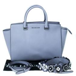 Pre Owned MICHAEL Michael Kors Lilac Saffiano Leather Large Selma Satchel