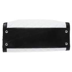 Pre Owned MICHAEL Michael Kors White/Black Leather Large Hamilton North South Tote