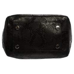 Pre Owned حقيبة يد مايكل مايكل كورس نيو مان كبيرة جلد نوبوك نمط ثعبان سوداء