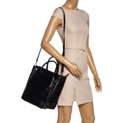 Pre Owned حقيبة يد مايكل مايكل كورس نيو مان كبيرة جلد نوبوك نمط ثعبان سوداء