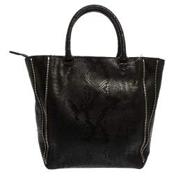 Pre Owned حقيبة يد مايكل مايكل كورس نيو مان كبيرة جلد نوبوك نمط ثعبان سوداء