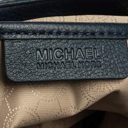 Pre Owned Michael Kors Navy Blue Leather Large Chain Jet Set Tote