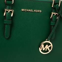 Pre Owned MICHAEL Michael Kors Green Leather Large Ciara Satchel