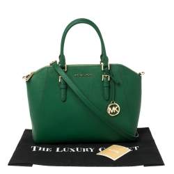 Pre Owned MICHAEL Michael Kors Green Leather Large Ciara Satchel