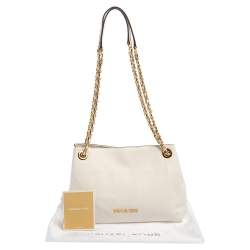 Pre Owned MICHAEL Michael Kors White Leather Jet Set Chain Shoulder Bag