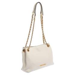 Pre Owned MICHAEL Michael Kors White Leather Jet Set Chain Shoulder Bag