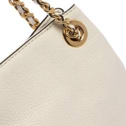Pre Owned MICHAEL Michael Kors White Leather Jet Set Chain Shoulder Bag