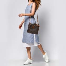 مملوكة مسبقًا MICHAEL Michael Kors Brown Signature Coated Canvas and Leather Medium Frankie Bucket Bag