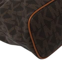 مملوكة مسبقًا MICHAEL Michael Kors Brown Signature Coated Canvas and Leather Medium Frankie Bucket Bag