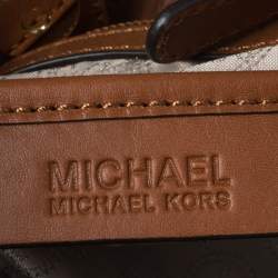 مملوكة مسبقًا MICHAEL Michael Kors Brown Signature Coated Canvas and Leather Medium Frankie Bucket Bag