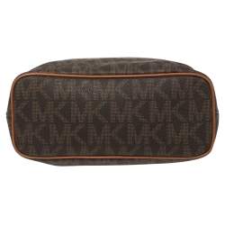 مملوكة مسبقًا MICHAEL Michael Kors Brown Signature Coated Canvas and Leather Medium Frankie Bucket Bag