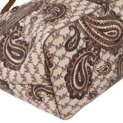 Pre Owned MICHAEL Michael Kors Brown Heritage Paisley Coated Canvas Kors Studio Tote