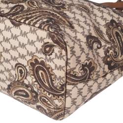 Pre Owned MICHAEL Michael Kors Brown Heritage Paisley Coated Canvas Kors Studio Tote