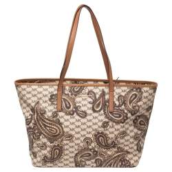 Pre Owned MICHAEL Michael Kors Brown Heritage Paisley Coated Canvas Kors Studio Tote