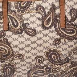 Pre Owned MICHAEL Michael Kors Brown Heritage Paisley Coated Canvas Kors Studio Tote
