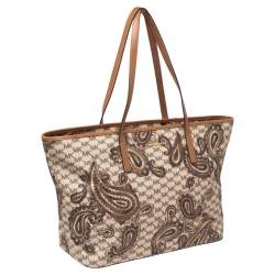Pre Owned MICHAEL Michael Kors Brown Heritage Paisley Coated Canvas Kors Studio Tote