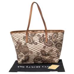 Pre Owned MICHAEL Michael Kors Brown Heritage Paisley Coated Canvas Kors Studio Tote