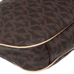 Pre Owned حقيبة هوبو مايكل مايكل كورس جت ست جلد وكانفاس مقوى مميز بيج/ بني