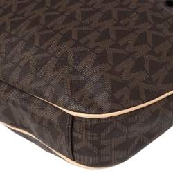 Pre Owned حقيبة هوبو مايكل مايكل كورس جت ست جلد وكانفاس مقوى مميز بيج/ بني