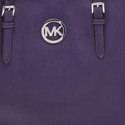 Pre Owned Michael Michael Kors Purple Leather Large Jet Set Travel Tote