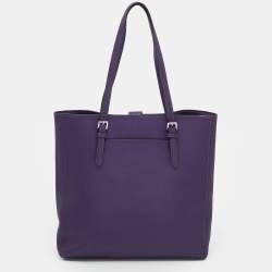 Pre Owned Michael Michael Kors Purple Leather Large Jet Set Travel Tote