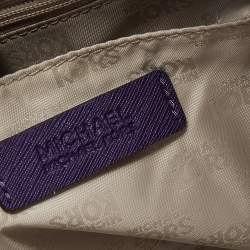 Pre Owned Michael Michael Kors Purple Leather Large Jet Set Travel Tote