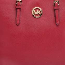 مملوكة مسبقًا حقيبة يد مايكل مايكل كورس جيت سيت ترافيل جلد سافيانو أحمر كبيرة