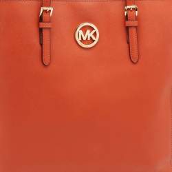مملوكة مسبقًا Michael Michael Kors Orange Leather Large Jet Set Travel Tote