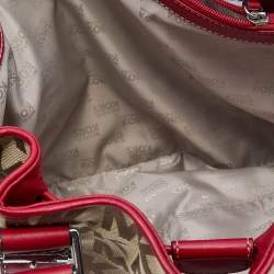 Pre Owned حقيبة يد توتس مايكل مايكل كورس بروكفيل جلد وكانفاس بيج/أحمر كبيرة