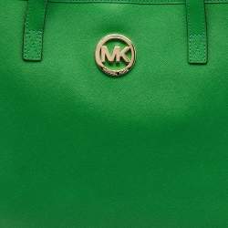 Pre Owned حقيبة يد توتس مايكل مايكل كورس جيت سيت ترافيل جلد أخضر متوسطة