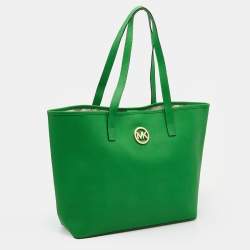 Pre Owned حقيبة يد توتس مايكل مايكل كورس جيت سيت ترافيل جلد أخضر متوسطة