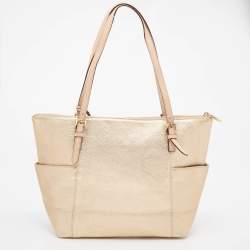 Pre Owned حقيبة يد توتس مايكل مايكل كورس جيت سيت جلد ذهبي 