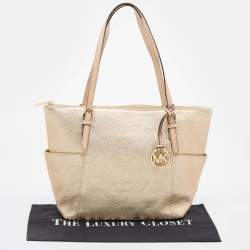 Pre Owned حقيبة يد توتس مايكل مايكل كورس جيت سيت جلد ذهبي 