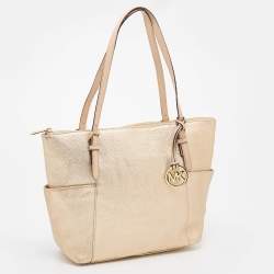 Pre Owned حقيبة يد توتس مايكل مايكل كورس جيت سيت جلد ذهبي 