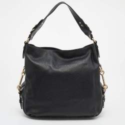 مملوكة مسبقًا MICHAEL Michael Kors Black Leather Large Big Valley Hobo