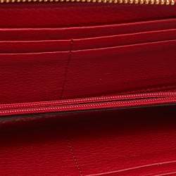 Pre Owned Michael Kors Red Leather Jet Set Zip Around Continental Wallet