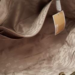 Pre Owned MICHAEL Michael Kors Green Palm Leaves Printed Coated Canvas and Leather Travel Jet Set Tote