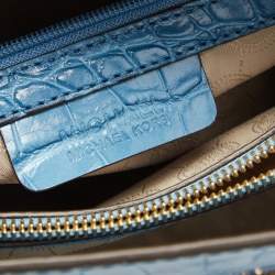 Pre Owned حقيبة يد مايكل مايكل كورس ديلون جلد نقش تمساح أزرق سماوي