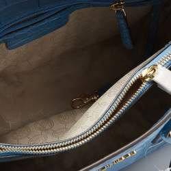 Pre Owned حقيبة يد مايكل مايكل كورس ديلون جلد نقش تمساح أزرق سماوي