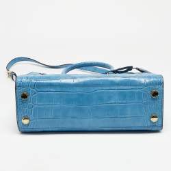 Pre Owned حقيبة يد مايكل مايكل كورس ديلون جلد نقش تمساح أزرق سماوي