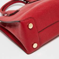 Pre Owned MICHAEL Michael Kors Red Pebbled Leather Mini Mercer Tote