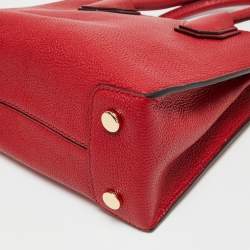 Pre Owned MICHAEL Michael Kors Red Pebbled Leather Mini Mercer Tote