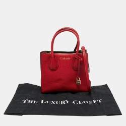 Pre Owned MICHAEL Michael Kors Red Pebbled Leather Mini Mercer Tote