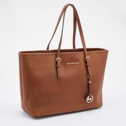 Pre Owned MICHAEL Michael Kors Brown Leather Jet Set Tote