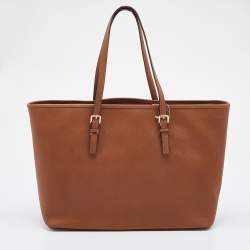 Pre Owned MICHAEL Michael Kors Brown Leather Jet Set Tote