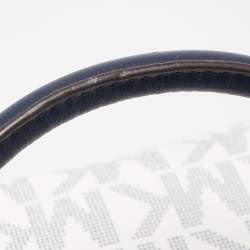 Pre Owned MICHAEL Michael Kors White/Navy Blue Signature Coated Canvas Large East West Hamilton Tote